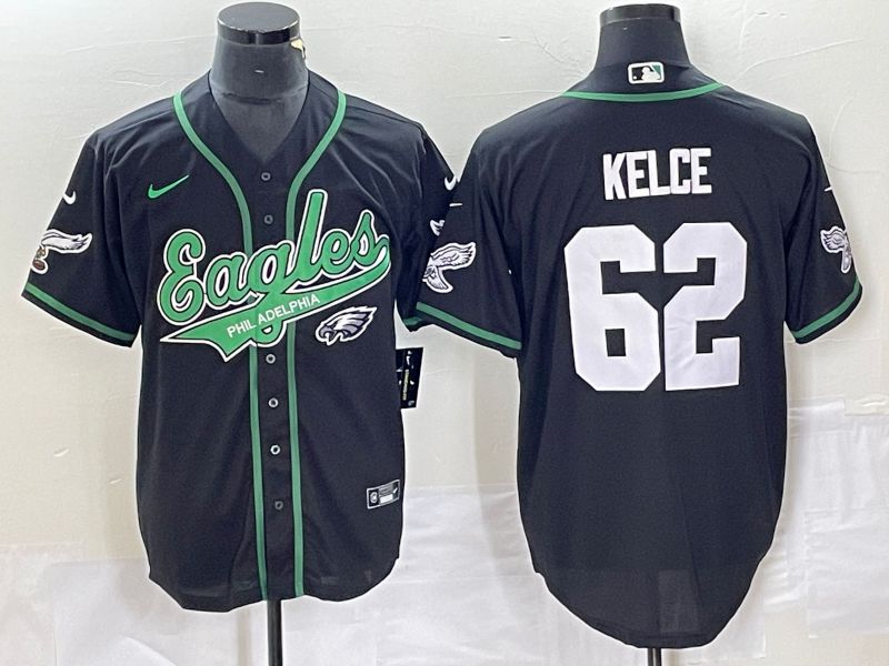 Men Philadelphia Eagles 62 Kelce Black Nike 2023 Co Branding Game NFL Jersey style 3